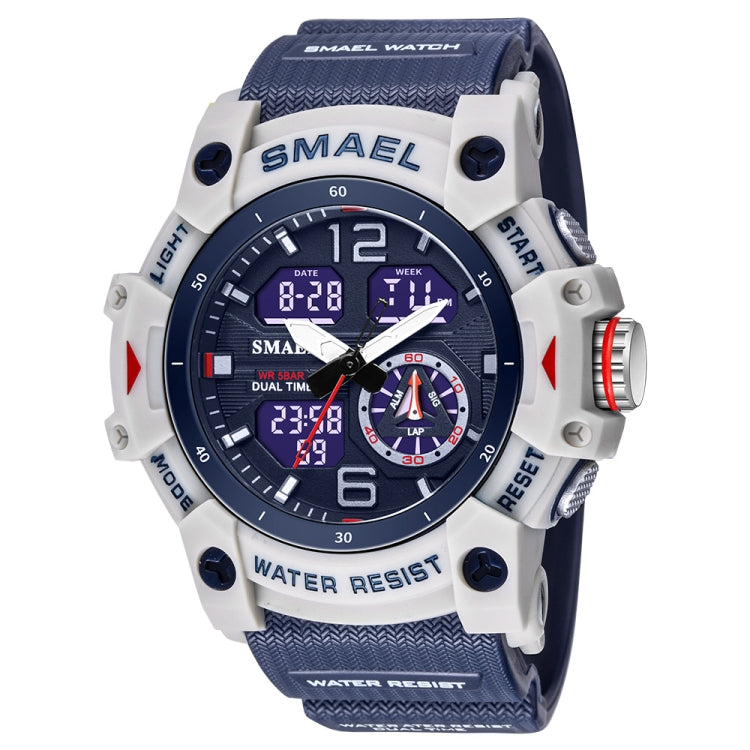 SMAEL 8007 Outdoor Sports Waterproof Dual Display Electronic Quartz Watch(Blue) - Sport Watches by SMAEL | Online Shopping UK | buy2fix