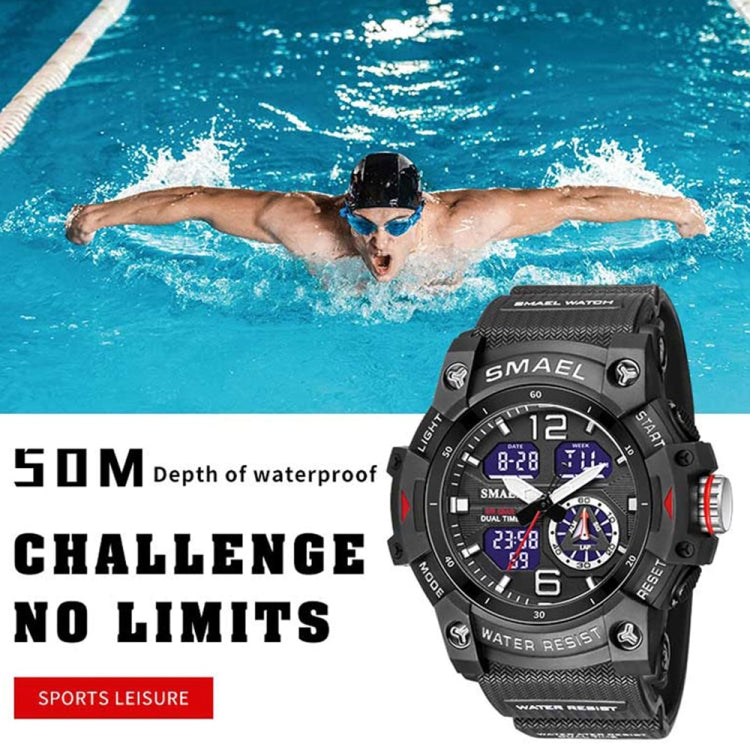 SMAEL 8007 Outdoor Sports Waterproof Dual Display Electronic Quartz Watch(Red) - Sport Watches by SMAEL | Online Shopping UK | buy2fix