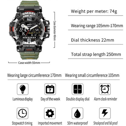 SMAEL 8072 Alloy Outdoor Multifunctional Electronic Watch Men Dual Display Waterproof Watch(Red) - Metal Strap Watches by SMAEL | Online Shopping UK | buy2fix