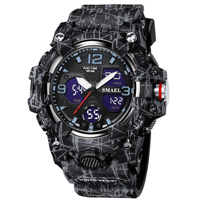 SMAEL 8008 Outdoor Waterproof Camouflage Sports Electronic Watch Luminous Multi-function Waist Watch(Camouflage Black) - LED Digital Watches by SMAEL | Online Shopping UK | buy2fix