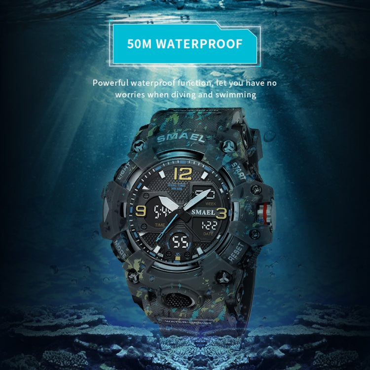 SMAEL 8008 Outdoor Waterproof Camouflage Sports Electronic Watch Luminous Multi-function Waist Watch(Camouflage Black) - LED Digital Watches by SMAEL | Online Shopping UK | buy2fix