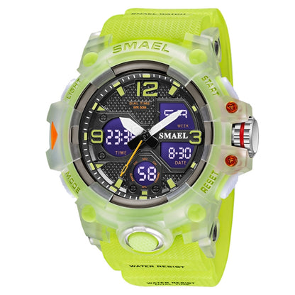 SMAEL 8008 Outdoor Sports Multifunctional Waterproof Luminous Men Watch(Fluorescent Green) - LED Digital Watches by SMAEL | Online Shopping UK | buy2fix