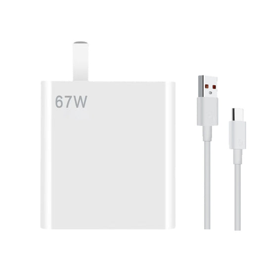 Pour Xiaomi 11 Pro/11 Effet de charge ultra flash Chargeur USB universel 67 W Prise américaine, style : chargeur + ligne 1 m (blanc)