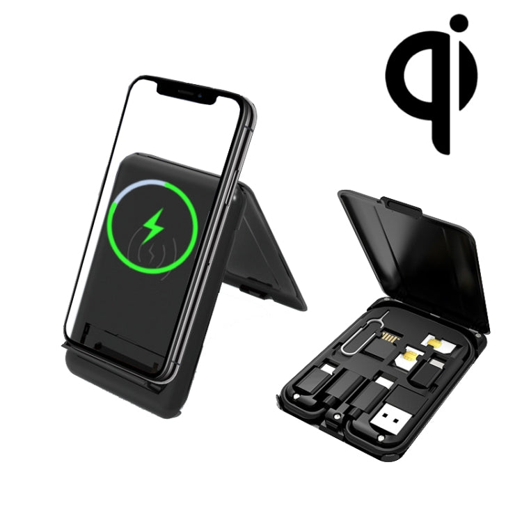 BM3016C 15W Wireless Charger Data Cable Organizer With Adapter Folding Phone Stand - Wireless Charger by buy2fix | Online Shopping UK | buy2fix