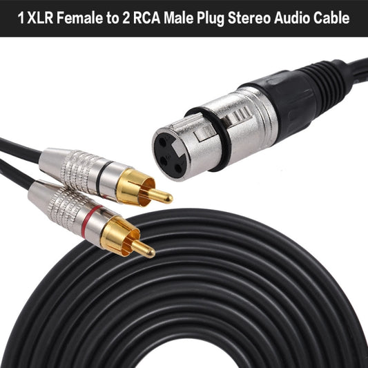 XLR Female To 2RCA Male Plug Stereo Audio Cable, Length: 1m by buy2fix