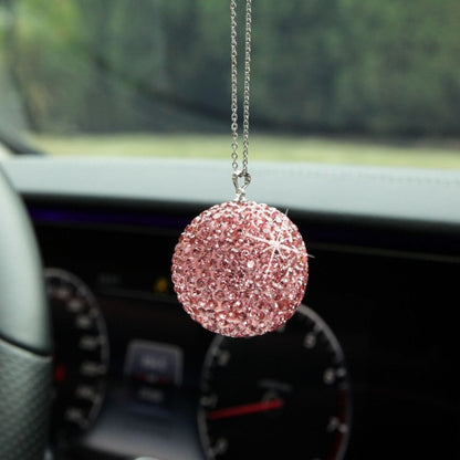 Car Diamond Crystal Ball Rearview Mirror Decoration Pendant(Pink) - In Car by buy2fix | Online Shopping UK | buy2fix