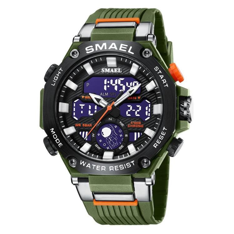 SMAEL 8069 Outdoor Multifunctional Waterproof Sports Alloy Luminous Watch(Army Green) - LED Digital Watches by SMAEL | Online Shopping UK | buy2fix