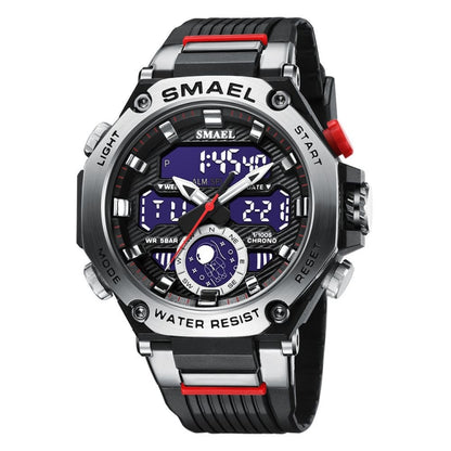 SMAEL 8069 Outdoor Multifunctional Waterproof Sports Alloy Luminous Watch(Black Silver) - LED Digital Watches by SMAEL | Online Shopping UK | buy2fix