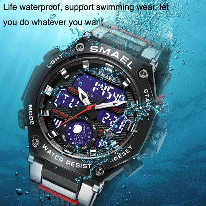 SMAEL 8069 Outdoor Multifunctional Waterproof Sports Alloy Luminous Watch(Red) - LED Digital Watches by SMAEL | Online Shopping UK | buy2fix