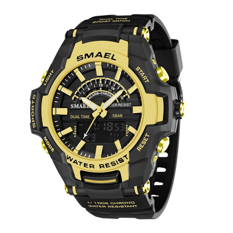 SMAEL 8028 Sports Waterproof Men Watch Outdoor Mountaineering Wear-resistant Wrist Watch(Black Gold) - LED Digital Watches by SMAEL | Online Shopping UK | buy2fix