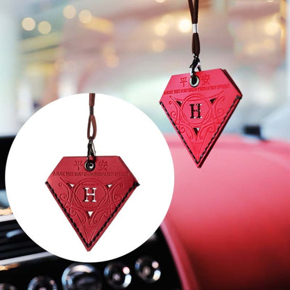 Car Pendant Triangular Ping An Charm Bag Leather Rearview Mirror Ornament(Red) - In Car by buy2fix | Online Shopping UK | buy2fix