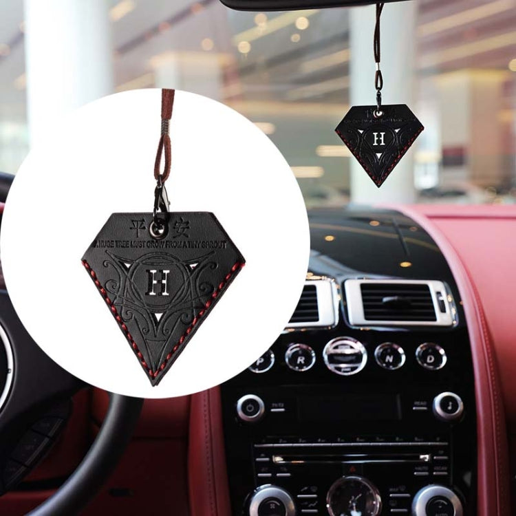 Car Pendant Triangular Ping An Charm Bag Leather Rearview Mirror Ornament(Black) - In Car by buy2fix | Online Shopping UK | buy2fix