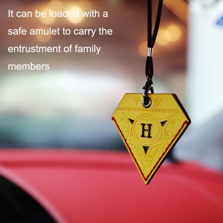 Car Pendant Triangular Ping An Charm Bag Leather Rearview Mirror Ornament(Black) - In Car by buy2fix | Online Shopping UK | buy2fix