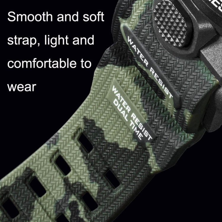 SMAEL 1545D Time Men Anti-falling Night Light Alarm Waterproof Sports Watch(Camouflage Army Green) - Sport Watches by SMAEL | Online Shopping UK | buy2fix