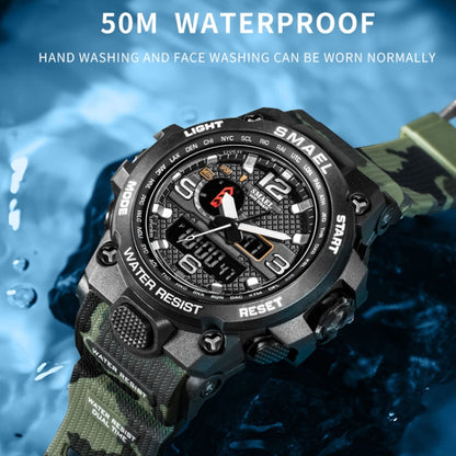 SMAEL 1545D Time Men Anti-falling Night Light Alarm Waterproof Sports Watch(Camouflage Army Green) - Sport Watches by SMAEL | Online Shopping UK | buy2fix