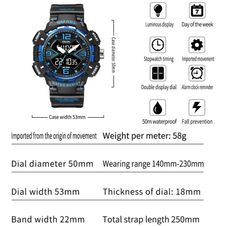 SMAEL 8076 Outdoor Night Light Mountain Climbing Men Sports Watch(Black) - Sport Watches by SMAEL | Online Shopping UK | buy2fix