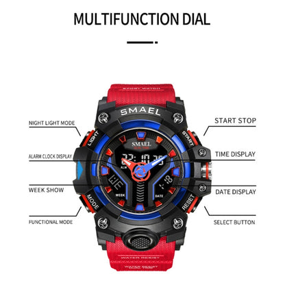 SMAEL 8075 Multi-function Waterproof Night Light Outdoor Watch(Cymbidium) - Sport Watches by SMAEL | Online Shopping UK | buy2fix