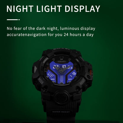 SMAEL 8075 Multi-function Waterproof Night Light Outdoor Watch(Black Silver) - Sport Watches by SMAEL | Online Shopping UK | buy2fix