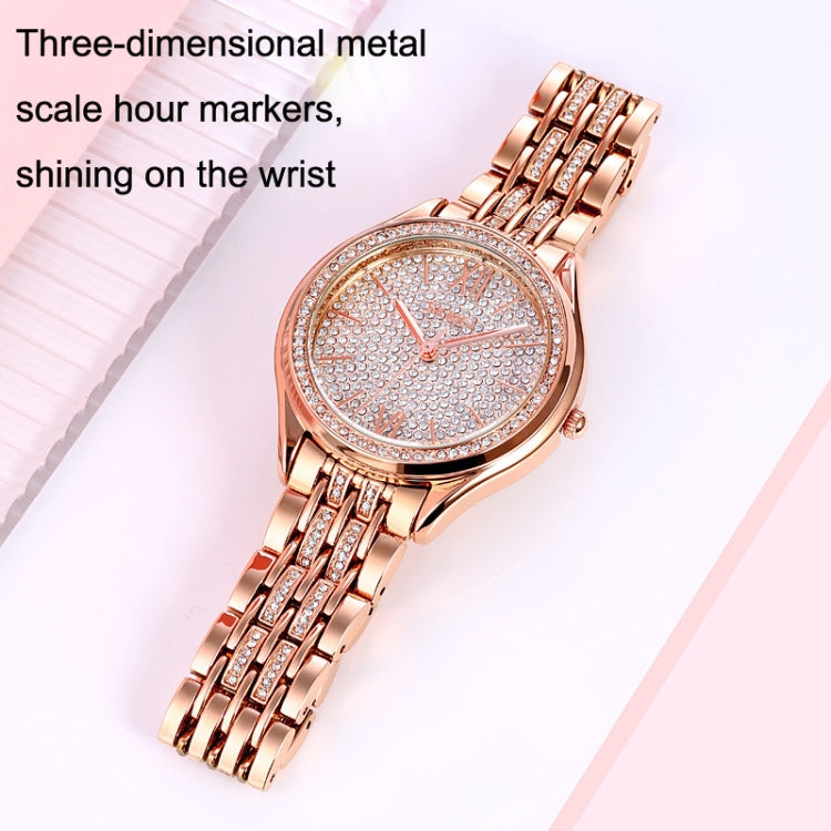 SKMEI 2030 Ladies Quartz Watch Waterproof Diamond Fine Steel Band Wrist Watch(Silver) - Metal Strap Watches by SKMEI | Online Shopping UK | buy2fix