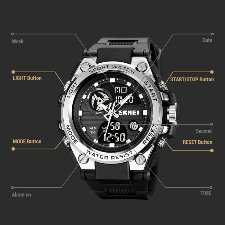 SKMEI 2031 Multifunctional Outdoor Waterproof Chronograph Men Sports Watch(Black) - Silicone Strap Watches by SKMEI | Online Shopping UK | buy2fix