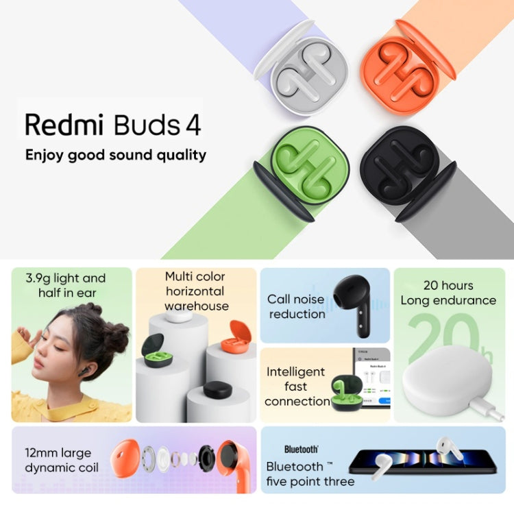 Original Xiaomi Redmi Buds 4 Lite TWS Bluetooth 5.3 Call Noise Reduction Earphone(White) - TWS Earphone by Xiaomi | Online Shopping UK | buy2fix