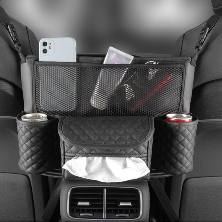 Car Central Control Seat Back Leather Multifunctional Storage Bag(Black) - In Car by buy2fix | Online Shopping UK | buy2fix