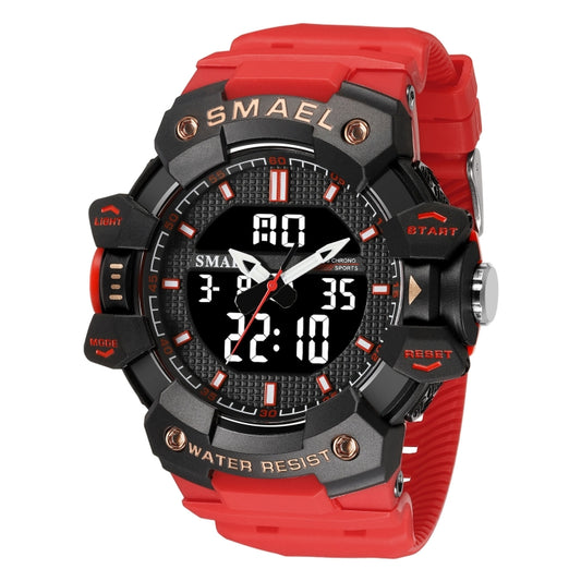 SMAEL 8080 Outdoor Sports Waterproof Multifunctional Glowing Double Dial Watch(Red) - Sport Watches by SMAEL | Online Shopping UK | buy2fix