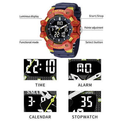 SMAEL 8080 Outdoor Sports Waterproof Multifunctional Glowing Double Dial Watch(Translucent Green) - Sport Watches by SMAEL | Online Shopping UK | buy2fix