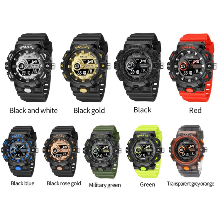 SMAEL 8081 Multifunctional Waterproof Luminous Numeric Digital Dual Display Outdoor Sports Watch(Black Gold) - LED Digital Watches by SMAEL | Online Shopping UK | buy2fix
