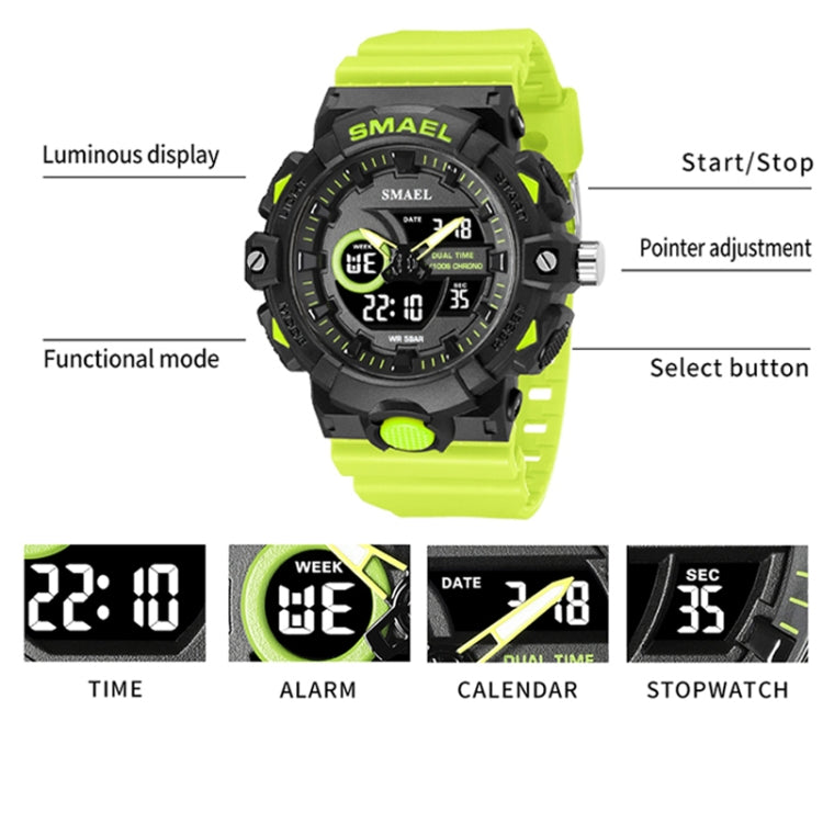 SMAEL 8081 Multifunctional Waterproof Luminous Numeric Digital Dual Display Outdoor Sports Watch(Black Gold) - LED Digital Watches by SMAEL | Online Shopping UK | buy2fix