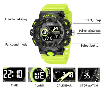 SMAEL 8081 Multifunctional Waterproof Luminous Numeric Digital Dual Display Outdoor Sports Watch(Black Blue) - LED Digital Watches by SMAEL | Online Shopping UK | buy2fix