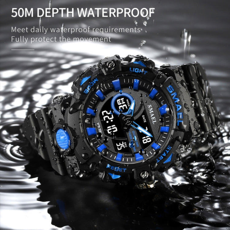 SMAEL 8081 Multifunctional Waterproof Luminous Numeric Digital Dual Display Outdoor Sports Watch(Black Rose Gold) - LED Digital Watches by SMAEL | Online Shopping UK | buy2fix