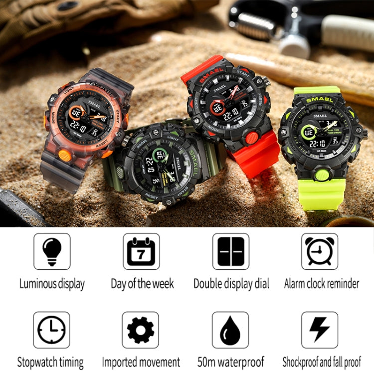 SMAEL 8081 Multifunctional Waterproof Luminous Numeric Digital Dual Display Outdoor Sports Watch(Black Gold) - LED Digital Watches by SMAEL | Online Shopping UK | buy2fix