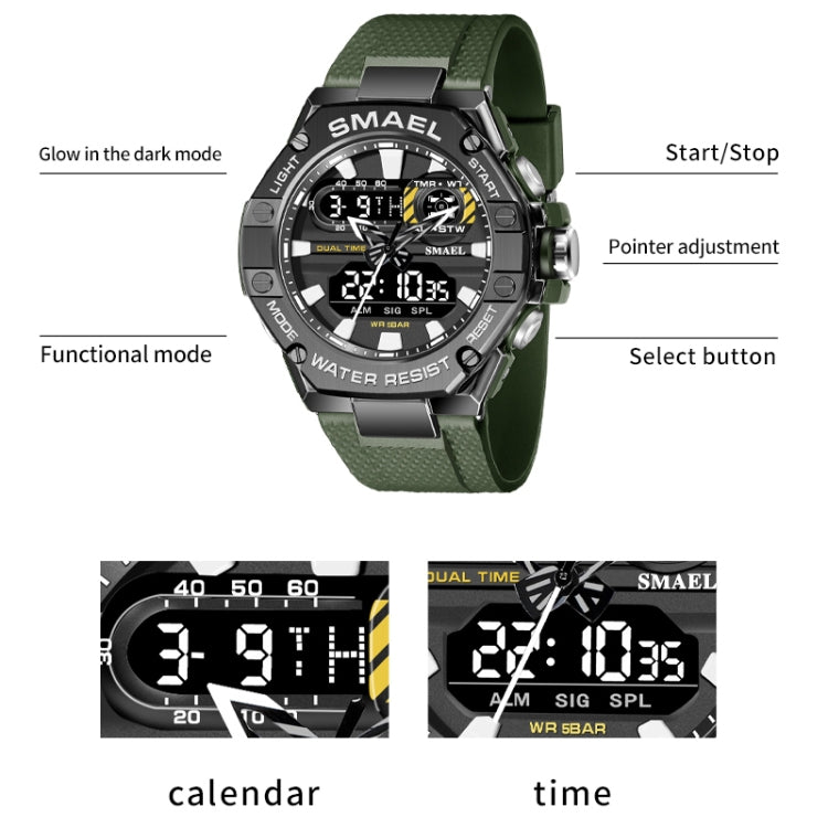 SMAEL 8066 Outdoor Electronic Sports Watch Alloy Colorful Multifunctional Men Watch(Silver) - Sport Watches by SMAEL | Online Shopping UK | buy2fix