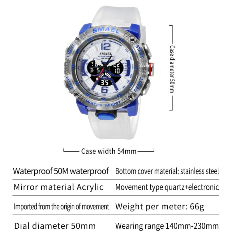 SMAEL 8058 Outdoor Sports Multifunctional Waterproof Electronics Watch(Black Blue) - Sport Watches by SMAEL | Online Shopping UK | buy2fix