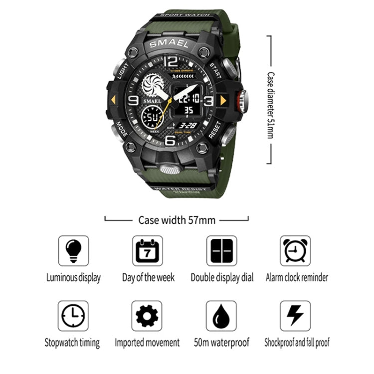 SMAEL 8055 Large Dial Sports Outdoor Waterproof Luminous Multifunctional Electronic Watch(Red) - Sport Watches by SMAEL | Online Shopping UK | buy2fix