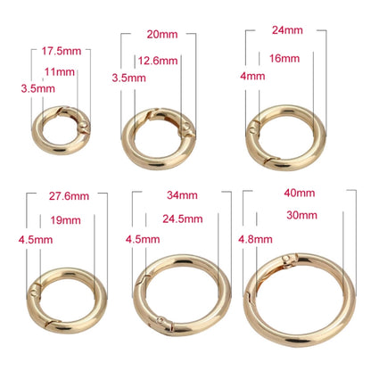 20pcs Zinc Alloy Spring Ring Metal Open Bag Webbing Keychain, Specification: 3 Points Light Gold - In Car by buy2fix | Online Shopping UK | buy2fix