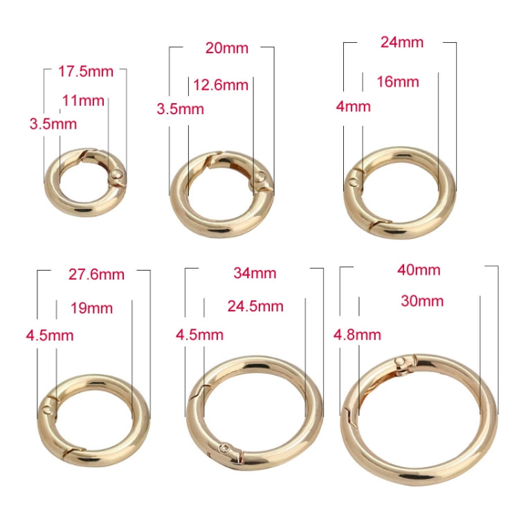 20pcs Zinc Alloy Spring Ring Metal Open Bag Webbing Keychain, Specification: 5 Points Light Gold by buy2fix