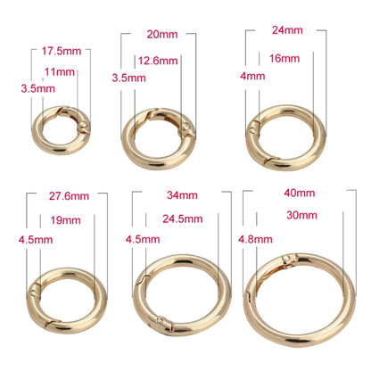 20pcs Zinc Alloy Spring Ring Metal Open Bag Webbing Keychain, Specification: 5 Points Light Gold by buy2fix