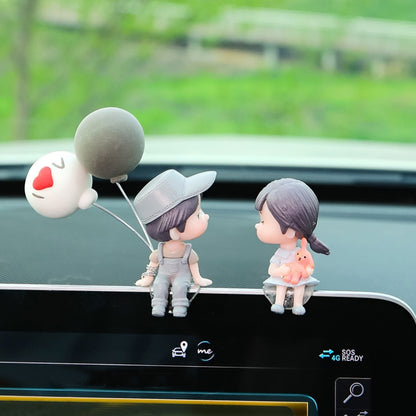 2pcs Car Ornament Ornament Lovely Kissing Couple Doll, Color: Gray+Gray Balloon - In Car by buy2fix | Online Shopping UK | buy2fix