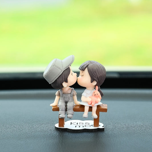 2pcs Car Ornament Ornament Lovely Kissing Couple Doll, Color: Stool Gray Couple - In Car by buy2fix | Online Shopping UK | buy2fix