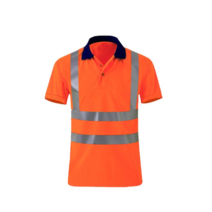 Reflective Quick-drying T-shirt Lapel Short-sleeved Safety Work Shirt, Size: M(Orange Red) - Workplace Safety Supplies by buy2fix | Online Shopping UK | buy2fix