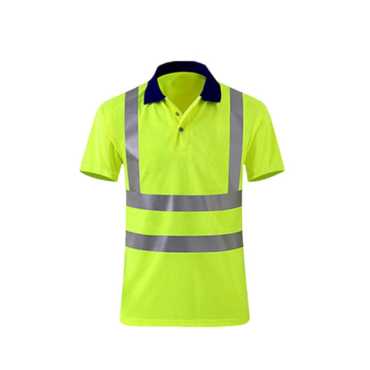 Reflective Quick-drying T-shirt Lapel Short-sleeved Safety Work Shirt, Size: L(Fluorescent Yellow) - Workplace Safety Supplies by buy2fix | Online Shopping UK | buy2fix
