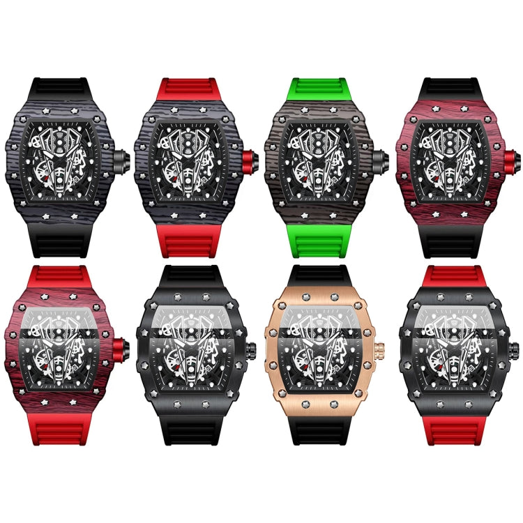 BINBOND B6577 Barrel Shape 30m Waterproof Sports Quartz Watch(Red Silicone-Black-Black) - Silicone Strap Watches by BINBOND | Online Shopping UK | buy2fix