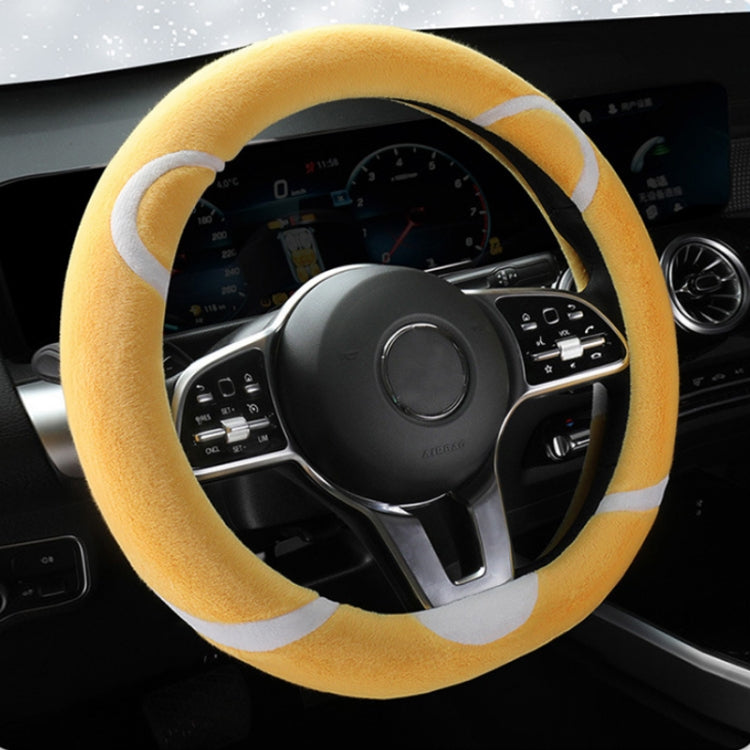 Car Steering Wheel Cartoon Short Fluff Handle Cover, Size: 38cm(Yellow D Shape) - In Car by buy2fix | Online Shopping UK | buy2fix