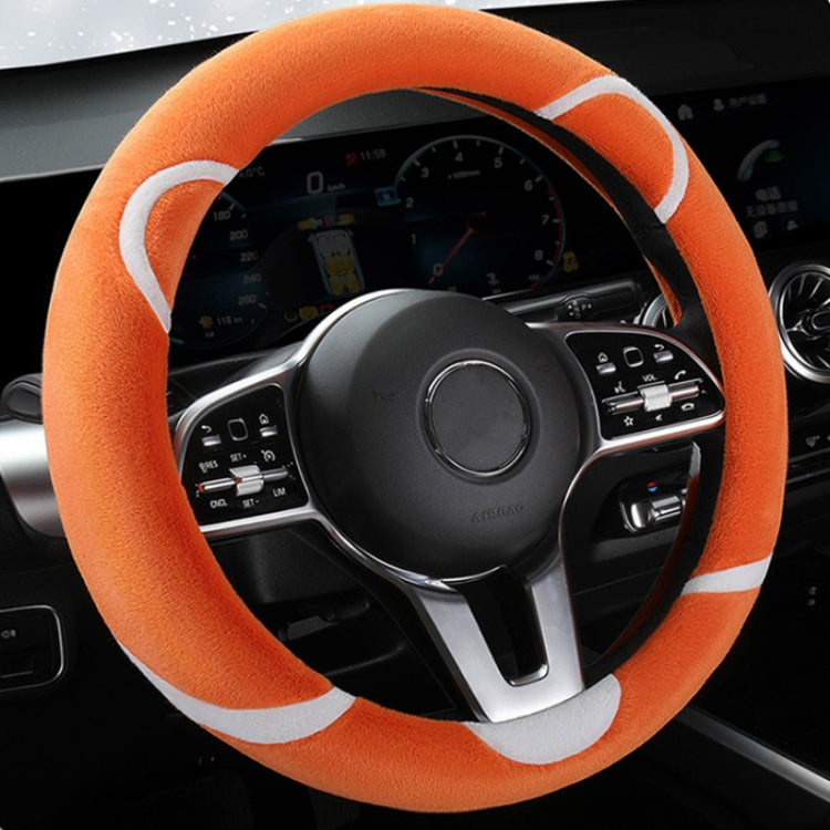 Car Steering Wheel Cartoon Short Fluff Handle Cover, Size: 38cm(Orange Round) - In Car by buy2fix | Online Shopping UK | buy2fix