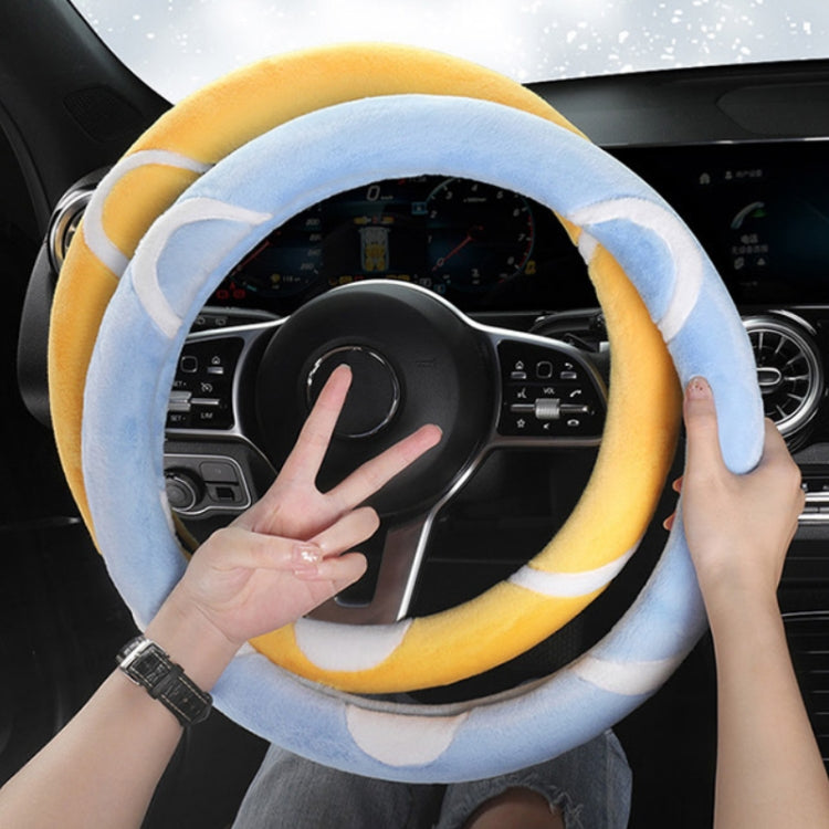 Car Steering Wheel Cartoon Short Fluff Handle Cover, Size: 38cm(Orange Round) - In Car by buy2fix | Online Shopping UK | buy2fix