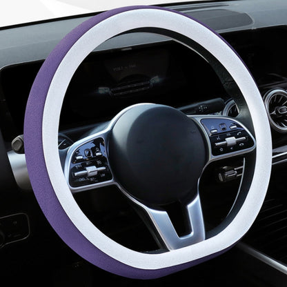 Car Steering Wheel Short Plush Winter Non-slip Grip Cover, Size: 38cm(D Shaped Purple) - In Car by buy2fix | Online Shopping UK | buy2fix