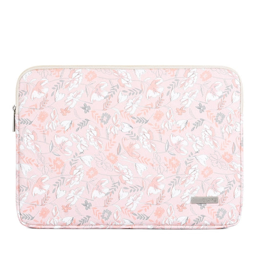 G4-01 15 Inch Laptop Liner Bag PU Leather Printing Waterproof Protective Cover(Light Pink) by buy2fix