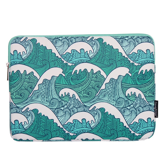 H3-04 15 Inch PU Leather Printing Laptop Liner Bag Tablet Sleeve Bag(Green Wave) by buy2fix